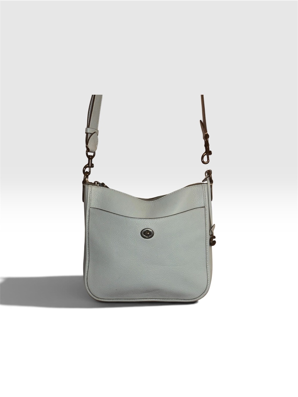 Coach Chaise Light blue Pebbled Leather Crossbody with Turnlock C8483